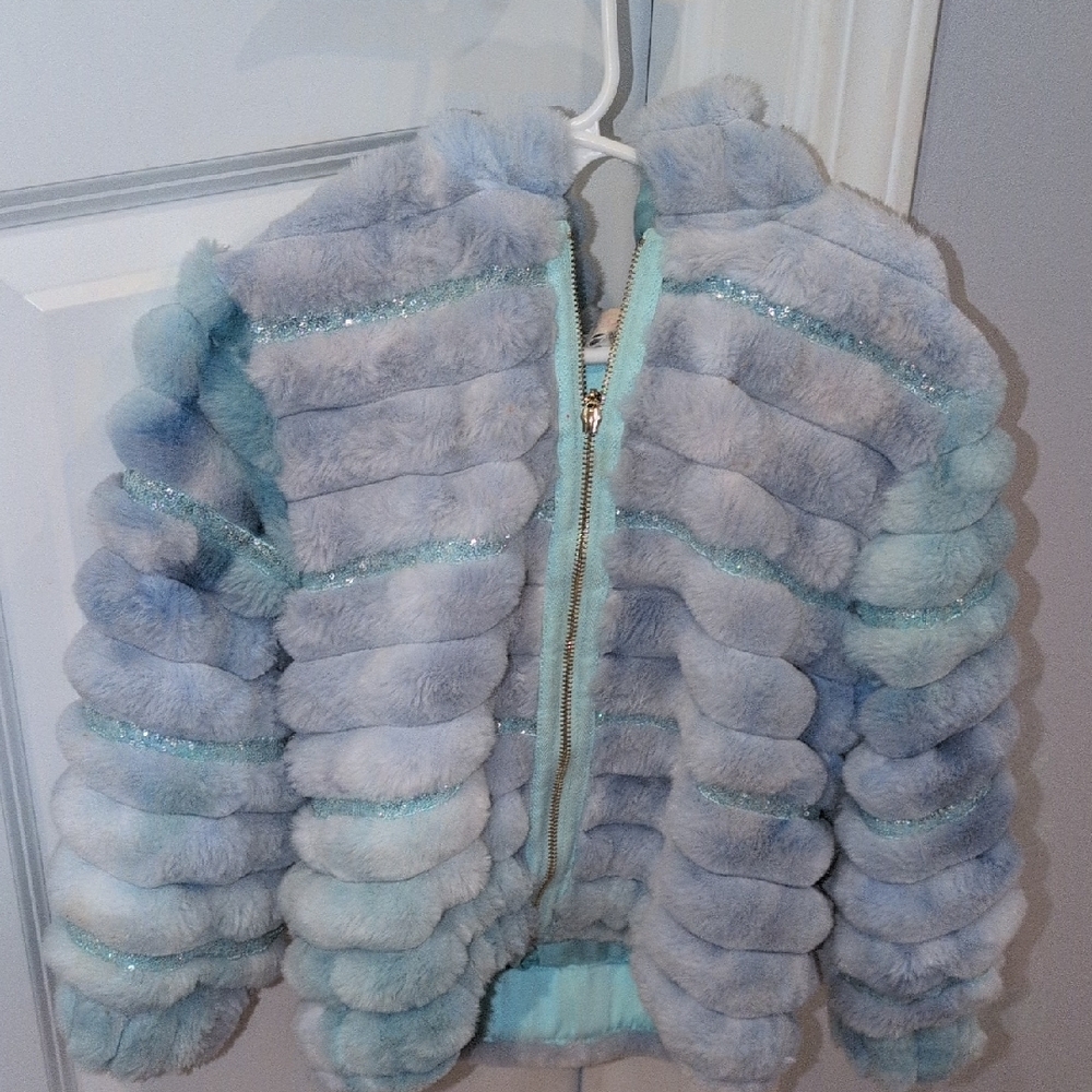 Sara Sara Light Blue Faux Fur Puffer Jacket